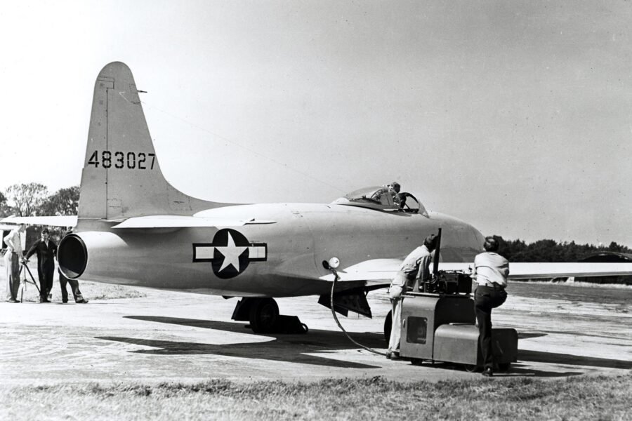 Lockheed Shooting Star test flying the Rolls-Royce Nene